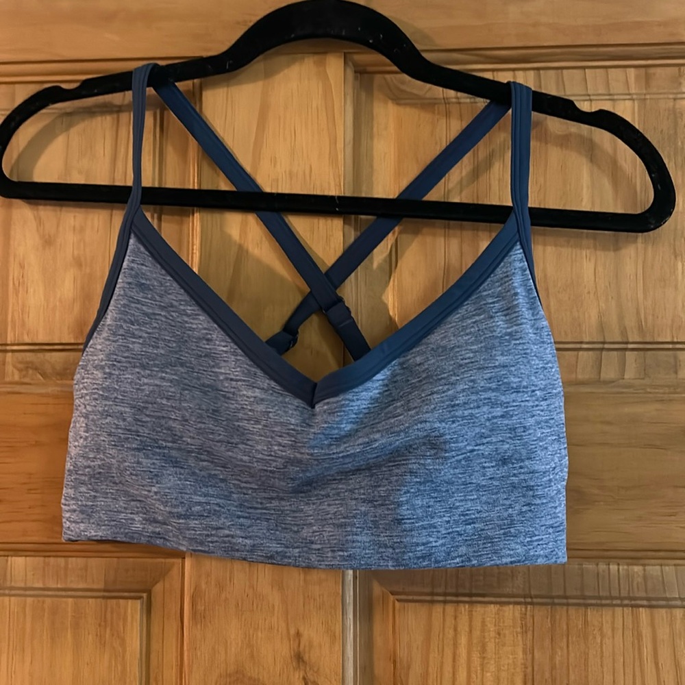 Vitality V-Neck Blue Marl Sports Bra - L